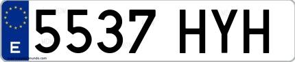 Ejemplo de matrícula española 5537 HYH