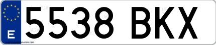 Ejemplo de matrícula española 5538 BKX
