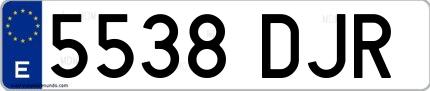 Ejemplo de matrícula española 5538 DJR