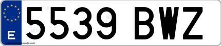Ejemplo de matrícula española 5539 BWZ
