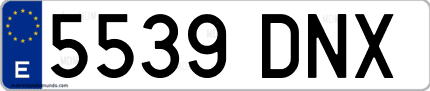 Ejemplo de matrícula de coche ordinaria 5539 DNX
