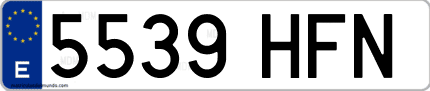 Ejemplo de matrícula de coche ordinaria 5539 HFN