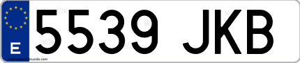 Ejemplo de matrícula de coche ordinaria 5539 JKB