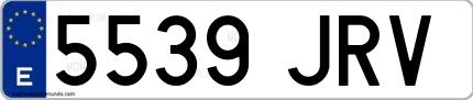 Ejemplo de matrícula española 5539 JRV