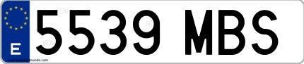 Ejemplo de matrícula española 5539 MBS