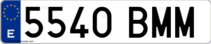 Ejemplo de matrícula de coche ordinaria 5540 BMM