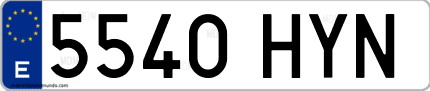 Ejemplo de matrícula de coche ordinaria 5540 HYN