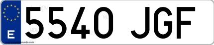 Ejemplo de matrícula española 5540 JGF