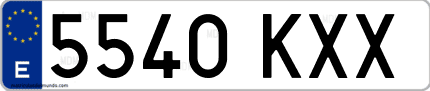 Ejemplo de matrícula de coche ordinaria 5540 KXX