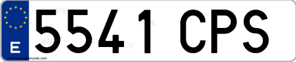 Ejemplo de matrícula de coche ordinaria 5541 CPS
