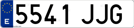 Ejemplo de matrícula de coche ordinaria 5541 JJG