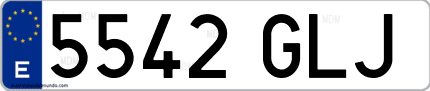 Ejemplo de matrícula de coche ordinaria 5542 GLJ