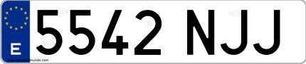 Ejemplo de matrícula española 5542 NJJ