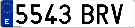 Ejemplo de matrícula de coche ordinaria 5543 BRV