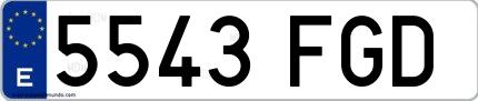 Ejemplo de matrícula española 5543 FGD