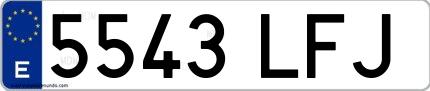 Ejemplo de matrícula española 5543 LFJ