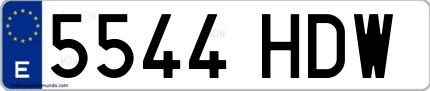 Ejemplo de matrícula española 5544 HDW