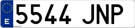 Ejemplo de matrícula española 5544 JNP