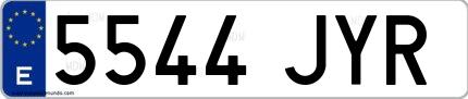Ejemplo de matrícula española 5544 JYR