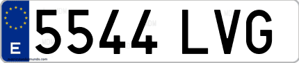 Ejemplo de matrícula de coche ordinaria 5544 LVG