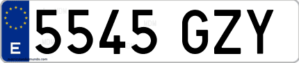 Ejemplo de matrícula de coche ordinaria 5545 GZY