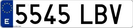 Ejemplo de matrícula española 5545 LBV