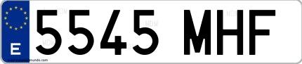 Ejemplo de matrícula española 5545 MHF