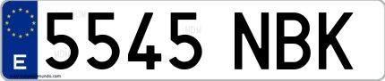 Ejemplo de matrícula española 5545 NBK