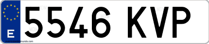 Ejemplo de matrícula de coche ordinaria 5546 KVP