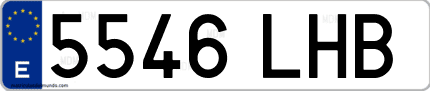 Ejemplo de matrícula de coche ordinaria 5546 LHB