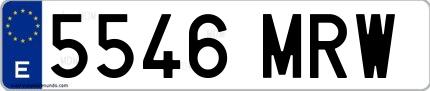 Ejemplo de matrícula española 5546 MRW