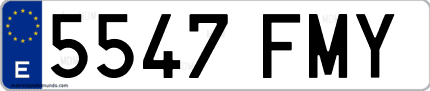 Ejemplo de matrícula de coche ordinaria 5547 FMY