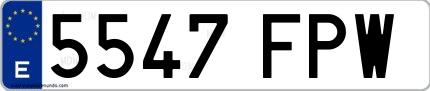 Ejemplo de matrícula española 5547 FPW