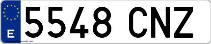 Ejemplo de matrícula española 5548 CNZ