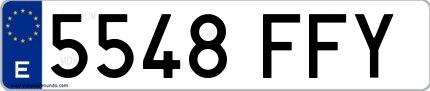 Ejemplo de matrícula española 5548 FFY
