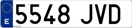 Ejemplo de matrícula española 5548 JVD