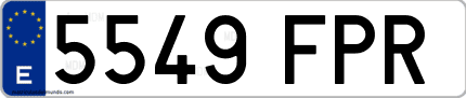 Ejemplo de matrícula de coche ordinaria 5549 FPR
