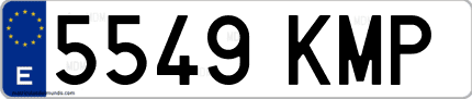 Ejemplo de matrícula de coche ordinaria 5549 KMP