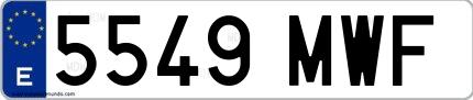 Ejemplo de matrícula española 5549 MWF