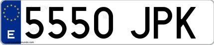 Ejemplo de matrícula española 5550 JPK