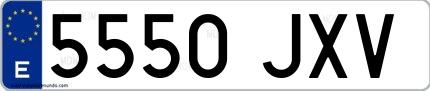 Ejemplo de matrícula española 5550 JXV