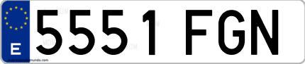 Ejemplo de matrícula de coche ordinaria 5551 FGN