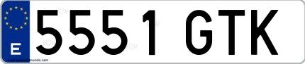 Ejemplo de matrícula española 5551 GTK