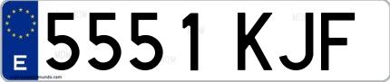 Ejemplo de matrícula española 5551 KJF