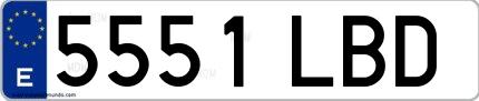 Ejemplo de matrícula española 5551 LBD