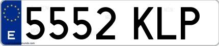 Ejemplo de matrícula española 5552 KLP