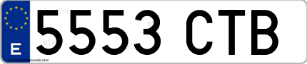 Ejemplo de matrícula de coche ordinaria 5553 CTB
