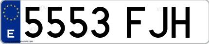 Ejemplo de matrícula española 5553 FJH