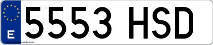 Ejemplo de matrícula española 5553 HSD