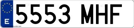 Ejemplo de matrícula española 5553 MHF